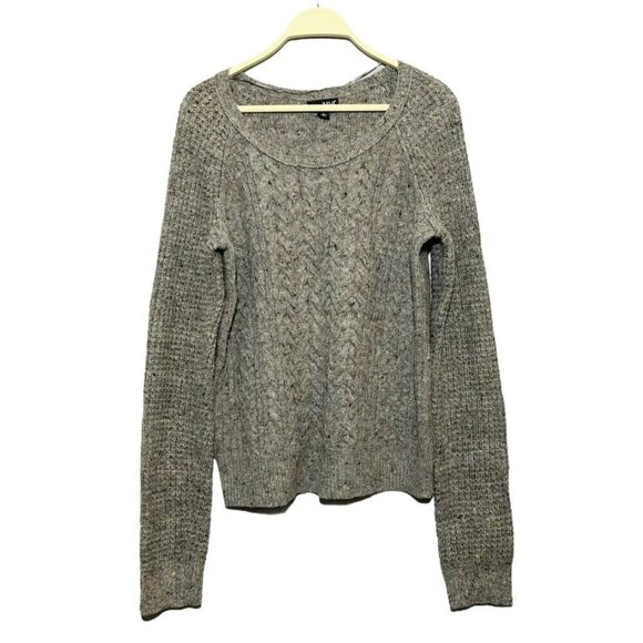 Ana Wool Sweater Jumper Women Size L Gray Pullover Popcorn Cable Knit Classic - Picture 1 of 12